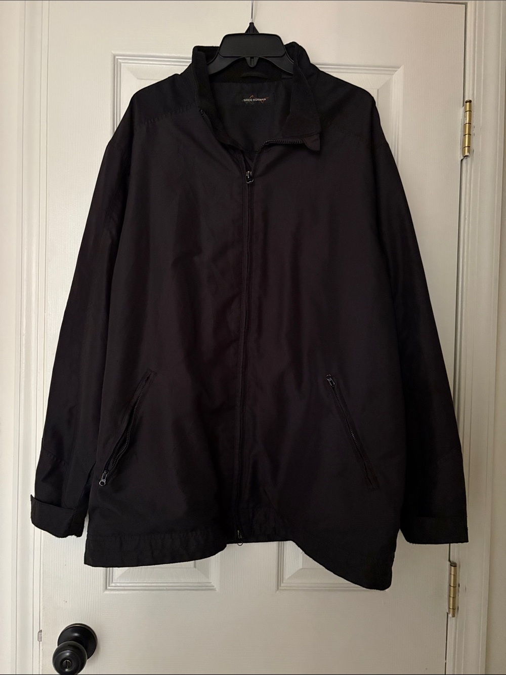 Greg Norman Collection Black Full-Zip Windbreaker